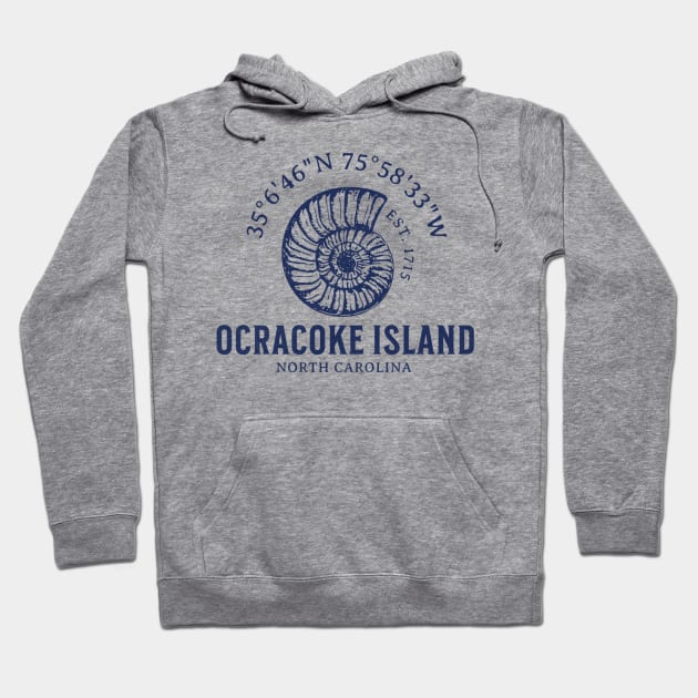 Ocracoke Island Sea Shell Summer Vacation in NC Hoodie by Contentarama